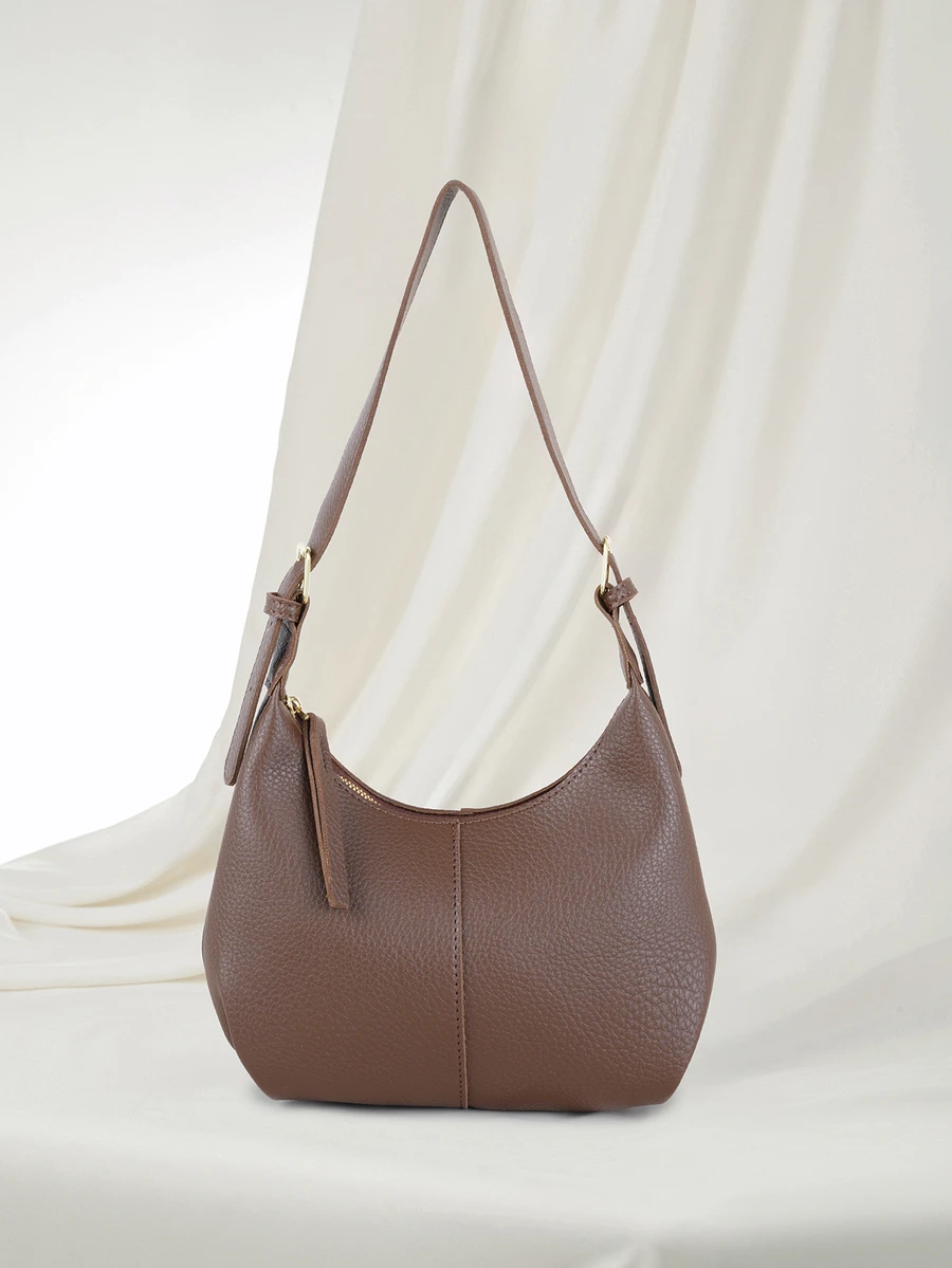 Clariva 女士休闲简约纯色腋下斜挎包 - 咖啡 - 查看 1