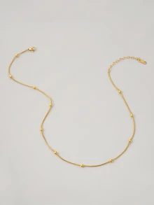 Clariva 1件 毕业季和母亲节简约不锈钢串珠项链 - 金黃色 - 查看 2