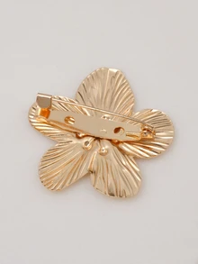 Clariva 1 Ghim cài áo hoa tinh tế bằng kim loại màu vàng tối giản cổ điển, thích hợp cho hàng ngày/tiệc tùng/đám cưới, quà tặng bạn bè - Vàng - Xem 3