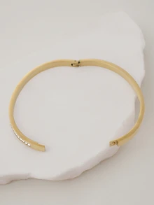 Clariva 1pc Fashion Single Row Diamond Stainless Steel Bracelet Gifts - Yellow Gold - View 3