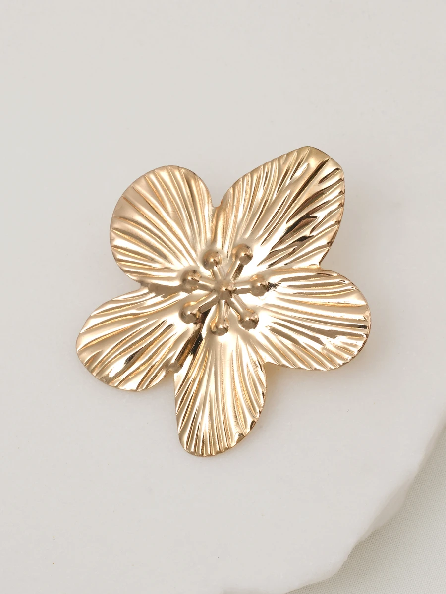 Clariva 1 Ghim cài áo hoa tinh tế bằng kim loại màu vàng tối giản cổ điển, thích hợp cho hàng ngày/tiệc tùng/đám cưới, quà tặng bạn bè - Vàng - Xem 1