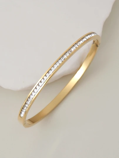 Clariva 1pc Fashion Single Row Diamond Stainless Steel Bracelet Gifts