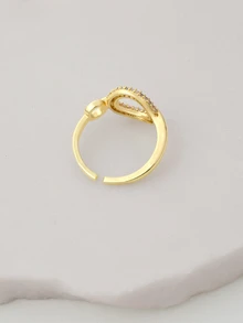 Clariva 1件装 华丽不锈钢立方氧化锆圆形装饰袖扣，女士派对佩戴 - 金黃色 - 查看 5