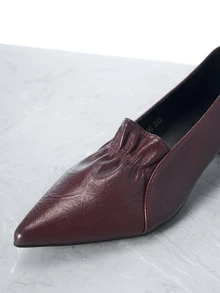 CHICVUE 女士尖头高跟鞋，百搭职业办公鞋，春秋新款 - 酒紅色 - 查看 4