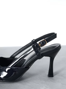Women's Pointed Toe Strap Buckle High Heel Pumps Gifts - Navy Blue - View 5