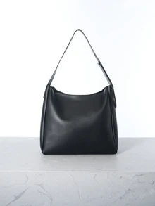 CHICVUE Tas Bahu Minimalis Mewah Berkapasitas Besar Desain Ibu untuk Perjalanan Sehari-hari Gaya Retro Kasual Chic Warna Polos untuk Wanita, Hadiah - Hitam - View 2