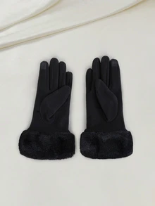 Clariva 1 Pair Black Touchscreen Gloves With Thermal Lined, Warm For Autumn/Winter Gifts - Black - View 3