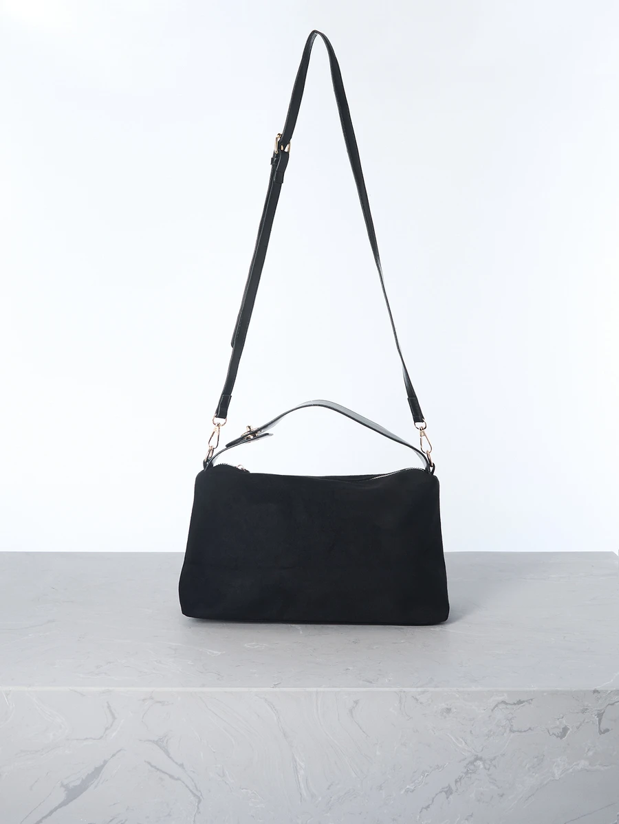 CHICVUE 1 pezzo Borsa a mano a forma di mezzaluna nuova da donna, borsa shopper minimalista  alla moda, adatta per appuntamenti, regali, pendolarismo, shopping in autunno/inverno, regali di Natale - nero - Visualizzare 1