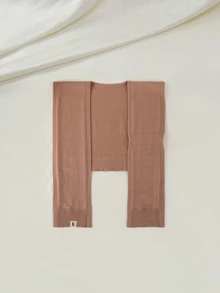 Clariva 1件女士纯色针织围巾，带镂空装饰，防晒，学院风披肩斗篷，适合户外旅行和度假，女士圣诞礼物 - 彩色 - 查看 3