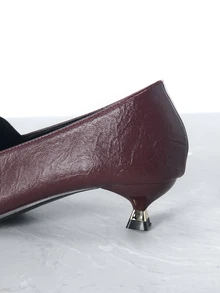 CHICVUE 女士尖头高跟鞋，百搭职业办公鞋，春秋新款 - 酒紅色 - 查看 5