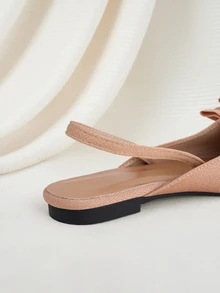 Clariva 2025 Herbst Damen Spitzschuh Slip-On Ballerinas mit Schleifen Dekor, Gummizug Design, in Khaki, elegante Lässig Ausschnitt-Komfort Loafer