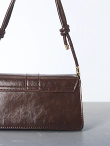 CHICVUE 复古纯色方形单肩包，百搭翻盖腋下包，女士简约腋下包，新年理想礼物，女士时尚商务休闲包，办公室、商务和工作完美圣诞礼物 - 咖啡棕 - 查看 6