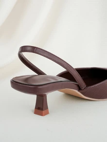 Clariva Women's Stone Texture Kitten Heel Shoes, Elegant Pointed Toe High Heels, Fashionable Ankle Strap Open Toe High Heels (Random Cut) Gifts - Brown - View 4