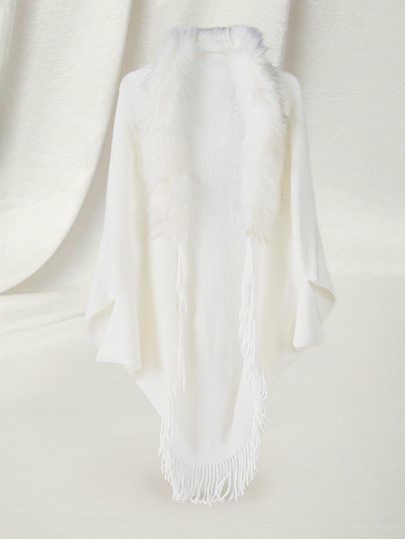 1 pieza Elegante chal de punto de otoño e invierno con cuello grueso, diseño con flecos y borlas, adecuado para qipao, estilo todo a juego, regalo de Navidad