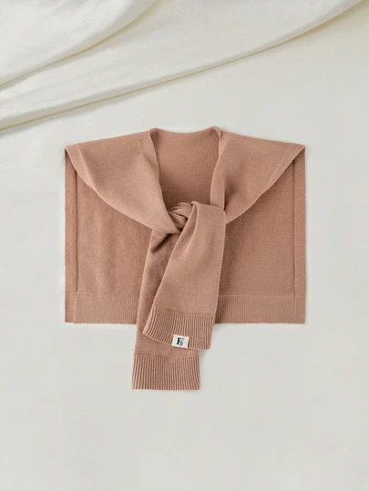 Clariva 1件女士纯色针织围巾，带镂空装饰，防晒，学院风披肩斗篷，适合户外旅行和度假，女士圣诞礼物