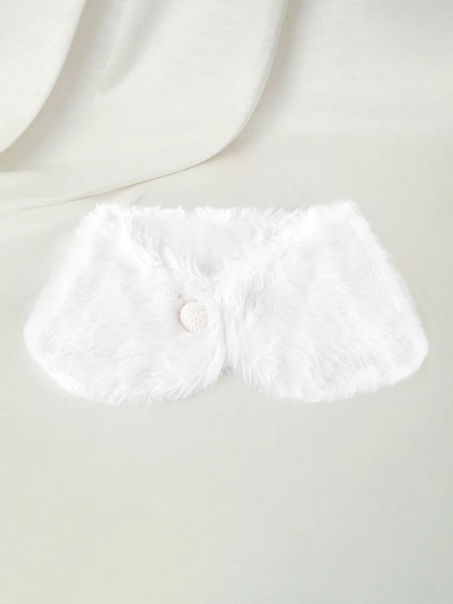Clariva 1 chiếc khăn choàng lông nhung trơn màu thanh lịch dành cho đám cưới, Giáng sinh, khăn choàng lông nhung ấm áp, quần áo mùa thu, quà tặng Giáng sinh cho phụ nữ - trắng - Xem 1
