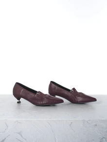 CHICVUE 女士尖头高跟鞋，百搭职业办公鞋，春秋新款 - 酒紅色 - 查看 2