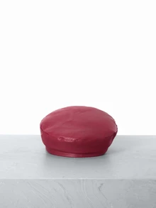 CHICVUE 1pc Women's Black Flat Beret Hat, Versatile PU Painter Beret Cap, Pumpkin Shaped, Autumn/Winter Gifts