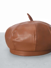 CHICVUE 1pc Unisex Y2K Style PU Beret Hat, Suitable For Outdoor Sports, Sun Protection, Commuting Gifts - Berets - View 3