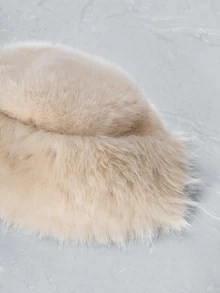 CHICVUE 1顶女士奢华蓬松帽，大号，厚实蓬松饰边，保暖护耳，百搭冬季配饰，优雅节日礼物，冬季服饰圣诞礼物 - 仿貂毛漁夫帽 - 查看 9