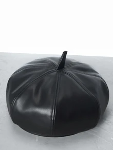 CHICVUE 1pc Unisex Y2K Style PU Beret Hat, Suitable For Outdoor Sports, Sun Protection, Commuting Gifts - Berets - View 7