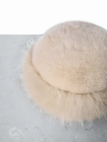 CHICVUE 1顶女士奢华蓬松帽，大号，厚实蓬松饰边，保暖护耳，百搭冬季配饰，优雅节日礼物，冬季服饰圣诞礼物 - 仿貂毛漁夫帽 - 查看 8