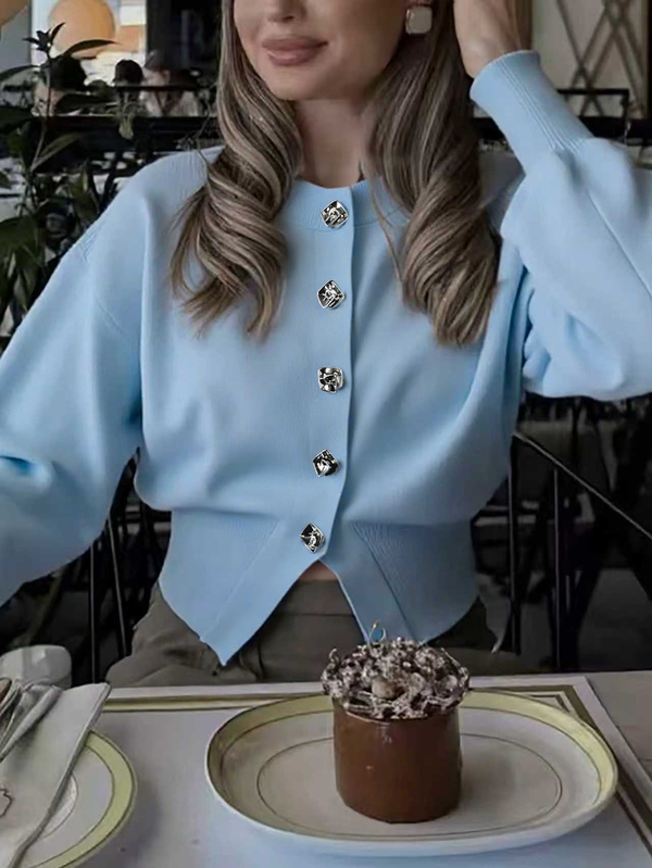 High Quality Women's Solid Color Knitted Button Casual Cardigan Sweater, Suitable For Daily Wear And Holidays, Autumn/Winter