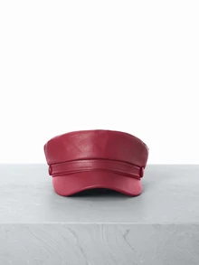 CHICVUE 1pc Women's Black Flat Beret Hat, Versatile PU Painter Beret Cap, Pumpkin Shaped, Autumn/Winter Gifts