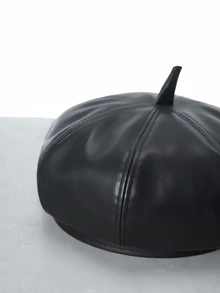 CHICVUE 1pc Unisex Y2K Style PU Beret Hat, Suitable For Outdoor Sports, Sun Protection, Commuting Gifts - Berets - View 9
