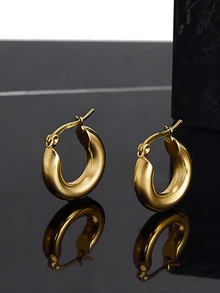 Vintage French Style Circle Earrings With Personalized Ins Style Design Gifts - Gold - View 4