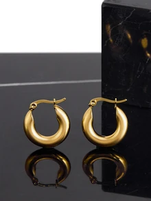 Vintage French Style Circle Earrings With Personalized Ins Style Design Gifts - Gold - View 2