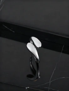 CHICVUE 1枚不锈钢光滑双珠可调节戒指，女士结婚情侣戒指，情人节珠宝礼物，送给妈妈、母亲、母亲节礼物、圣诞节礼物 - 水滴型戒指 - 查看 3