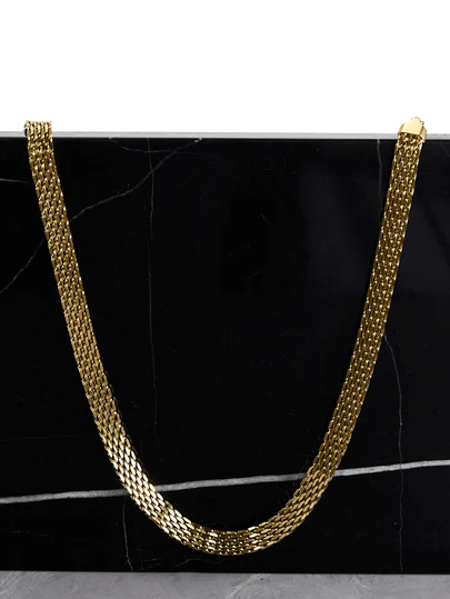 CHICVUE 18k Gold Plated Stainless Steel Chunky Mesh Chain Necklace, Suitable For Daily Wear And Holiday Gifts, Couple Jewelry Gifts