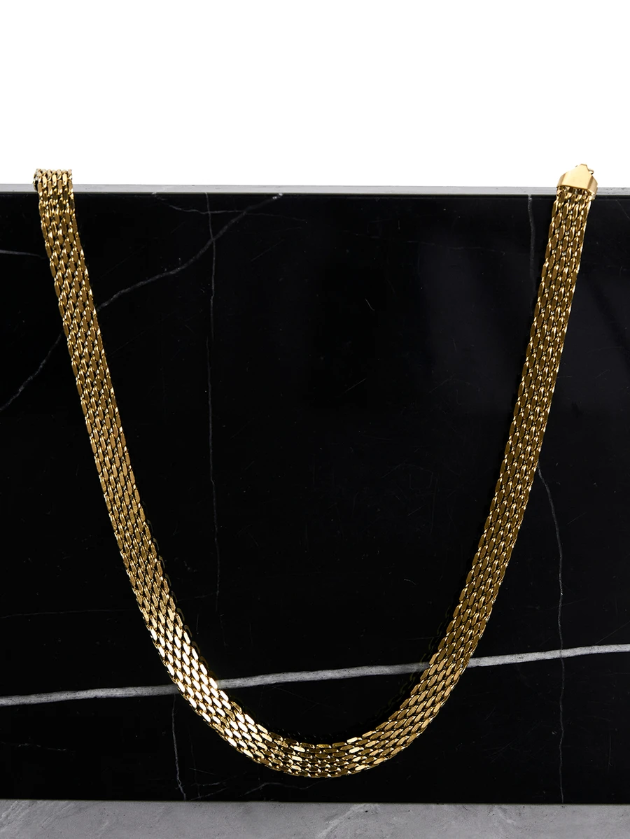 CHICVUE 18k Gold Plated Stainless Steel Chunky Mesh Chain Necklace, Suitable For Daily Wear And Holiday Gifts, Couple Jewelry Gifts - Yellow Gold - View 1