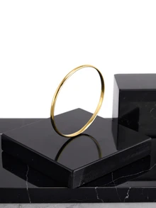 CHICVUE 3pcs 18K Gold Plated Stainless Steel Bangle Bracelets, Women Minimalist Basic Design Waterproof Jewelry Gifts