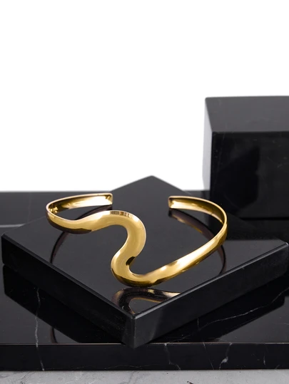 CHICVUE 1件极简时尚不对称金属丝可调节金色臂环，ins风设计，个性化极简风格，简约手镯，手臂装饰，适合女性日常佩戴和派对，圣诞礼物