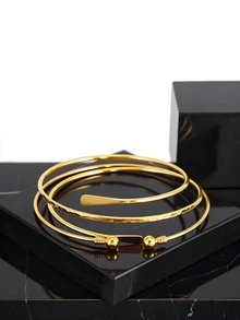 CHICVUE 6pcs/Set Metal Minimalist Summer Vacation Style Adjustable Arm Band Bracelet Set Gifts