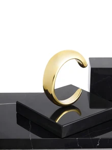 CHICVUE 3件套复古夸张奢华金色树脂手镯套装，适合女性日常、派对、约会、婚礼、节日佩戴，亦可作为圣诞礼物。 - 金色4 - 查看 4