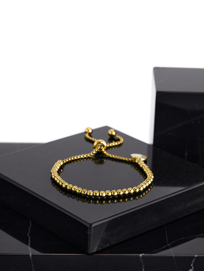 CHICVUE 1 pieza Brazalete ajustable con cuentas y colgante redondo chapado en acero inoxidable simple y de moda para grabar, regalo de Navidad