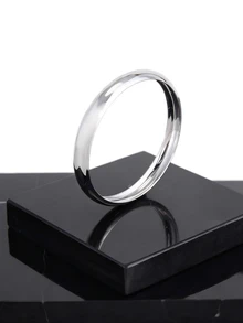 CHICVUE 3 piezas de brazaletes de metal lisos, pulseras apilables de estilo exagerado como regalos de Navidad - 3 piezas de oro blanco - Ver 5