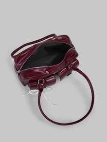 DareSee Women's Retro Solid Color Pu Leather Shoulder Bag With Multiple Pockets Large Capacity Comes With A Detachable Accessory Charm, Street & Japanese Bag For Women Gifts , Y2k