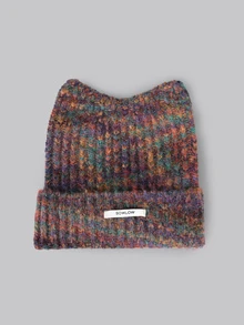 DareSee 1顶扎染可爱涤纶毛绒针织帽，带猫耳朵，秋冬圣诞礼物 - 咖啡棕 - 查看 3