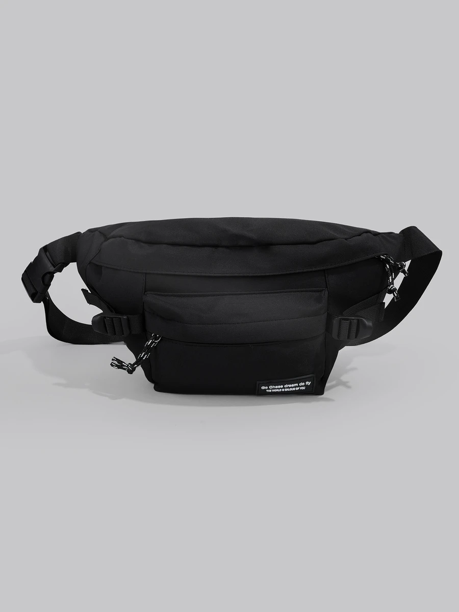 DareSee Lightweight,Business Casual Letter Graphic Waist Bag For Teen Girls Women College Students,Rookies & White-Collar Workers Perfect For Office,College,Work ,Business,Commute,Outdoors, Travel, Outings, Preppy Bum Bag For The First Day Of School Gifts Music Fest Back To School - Black - View 1