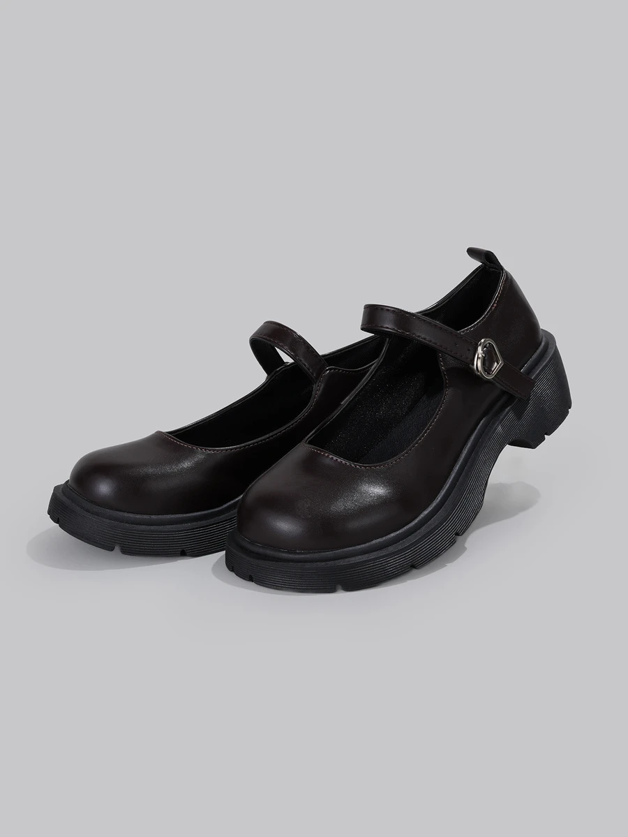 DareSee Black Vintage French Thick Sole Mary Jane Shoes For Women, New 2024 Summer Low Vamp Dress Shoes Gifts Music Fest - Brown - View 1