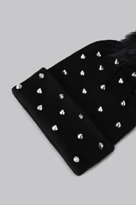 DareSee 1件装女士秋冬欧美朋克铆钉针织帽，保暖护耳针织拉法帽，适合通勤，圣诞礼物 - 多色 - 查看 5