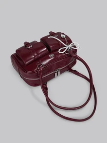 DareSee Women's Retro Solid Color Pu Leather Shoulder Bag With Multiple Pockets Large Capacity Comes With A Detachable Accessory Charm, Street & Japanese Bag For Women Gifts , Y2k