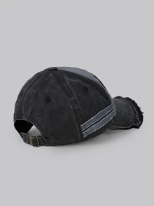 DareSee Gorra de béisbol estilo callejero desgastada y lavada color caqui, regalo para festival de música y vuelta al cole - Negro - Ver 3