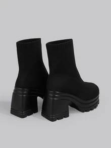 DareSee Perfect With Jeans,Perfect With Corset,Women's Fashionable Thick-Bottomed Knitted Knee High Boots For Autumn, Western Style Shorts Gifts - Black - View 4