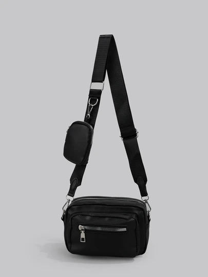 DareSee 新款女士简约休闲两件式单肩包时尚斜挎包复古PU软皮手感女士斜挎包，街头日系包包，女士圣诞礼物