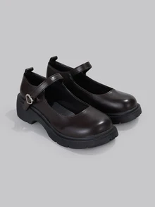 DareSee Black Vintage French Thick Sole Mary Jane Shoes For Women, New 2024 Summer Low Vamp Dress Shoes Gifts Music Fest - Brown - View 2